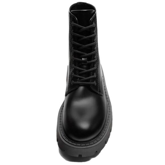 ZARA MEN LACE UP BLACK LUG STYLE BOOT Size 7 US 40 EU - Picture 3 of 7